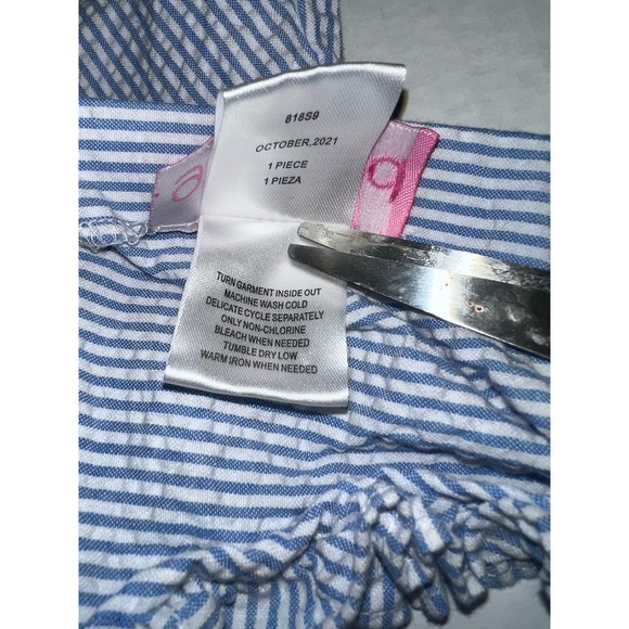 GoodLad girls striped seersucker ruffled nautical,sailboat,crab,anchor dress 2T - Picture 7 of 7